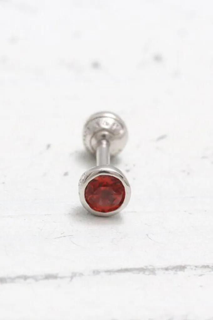 14K 18K Solid Gold 0.1ct Genuine Garnet Bezel Cartilage Tragus Helix Piercing