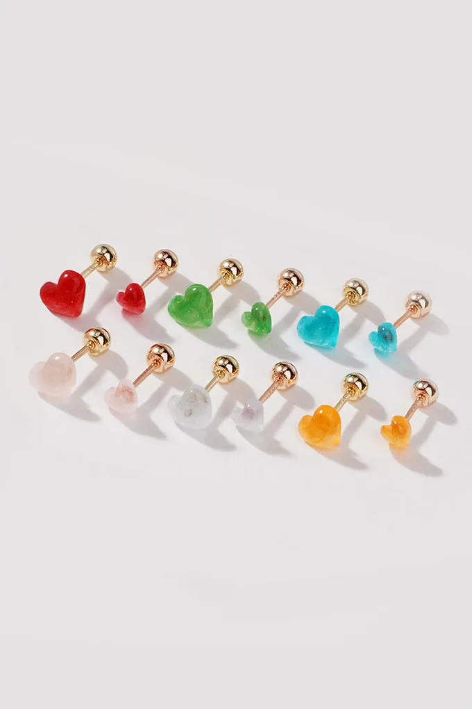 14K Solid Gold Gemstone Heart Helix Cartilage Tragus Conch Earring Barbell Piercing