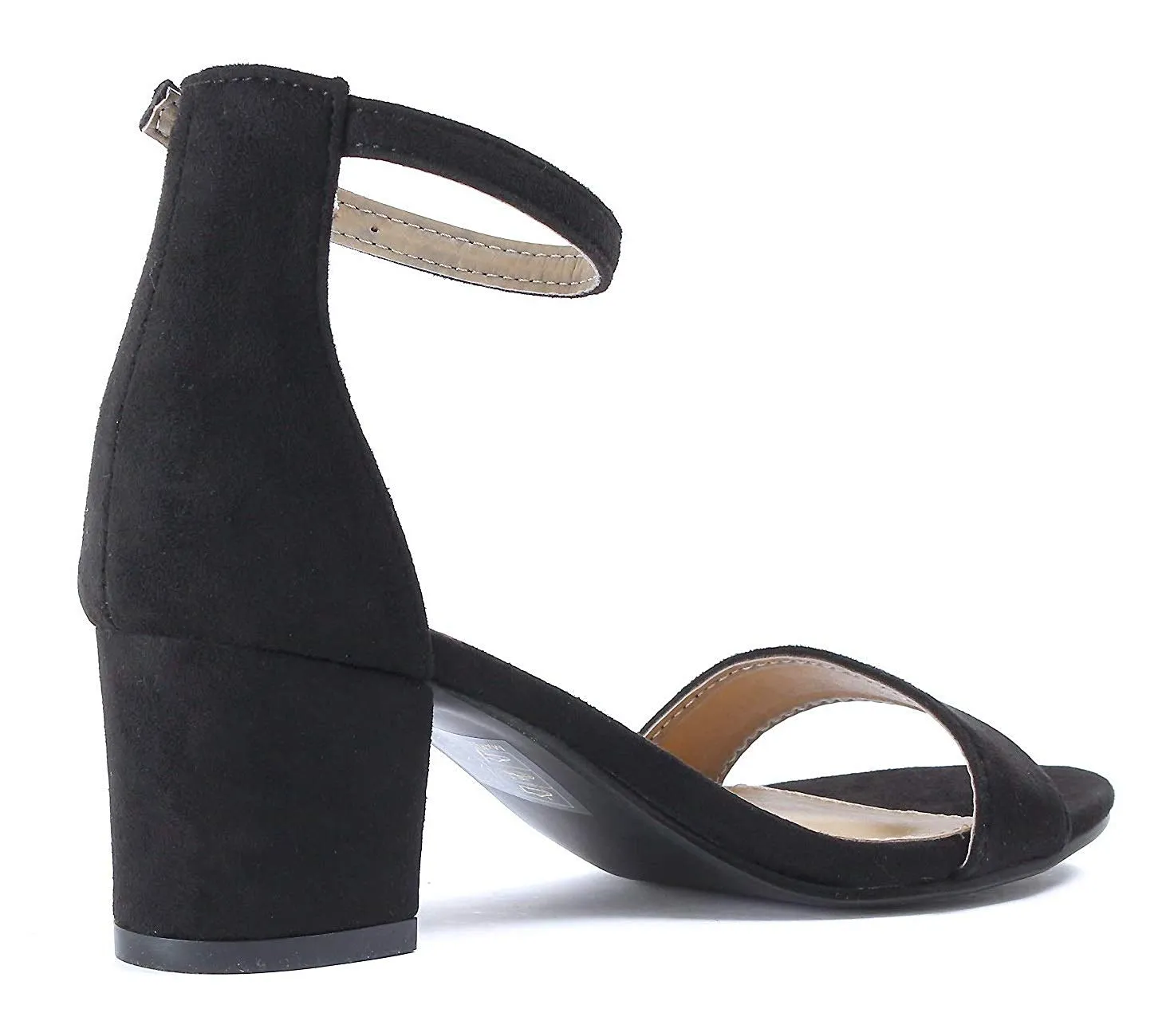 Bella Marie Jean-09 Black Fashion Strappy Open Toe Block Low Heeled Sandals