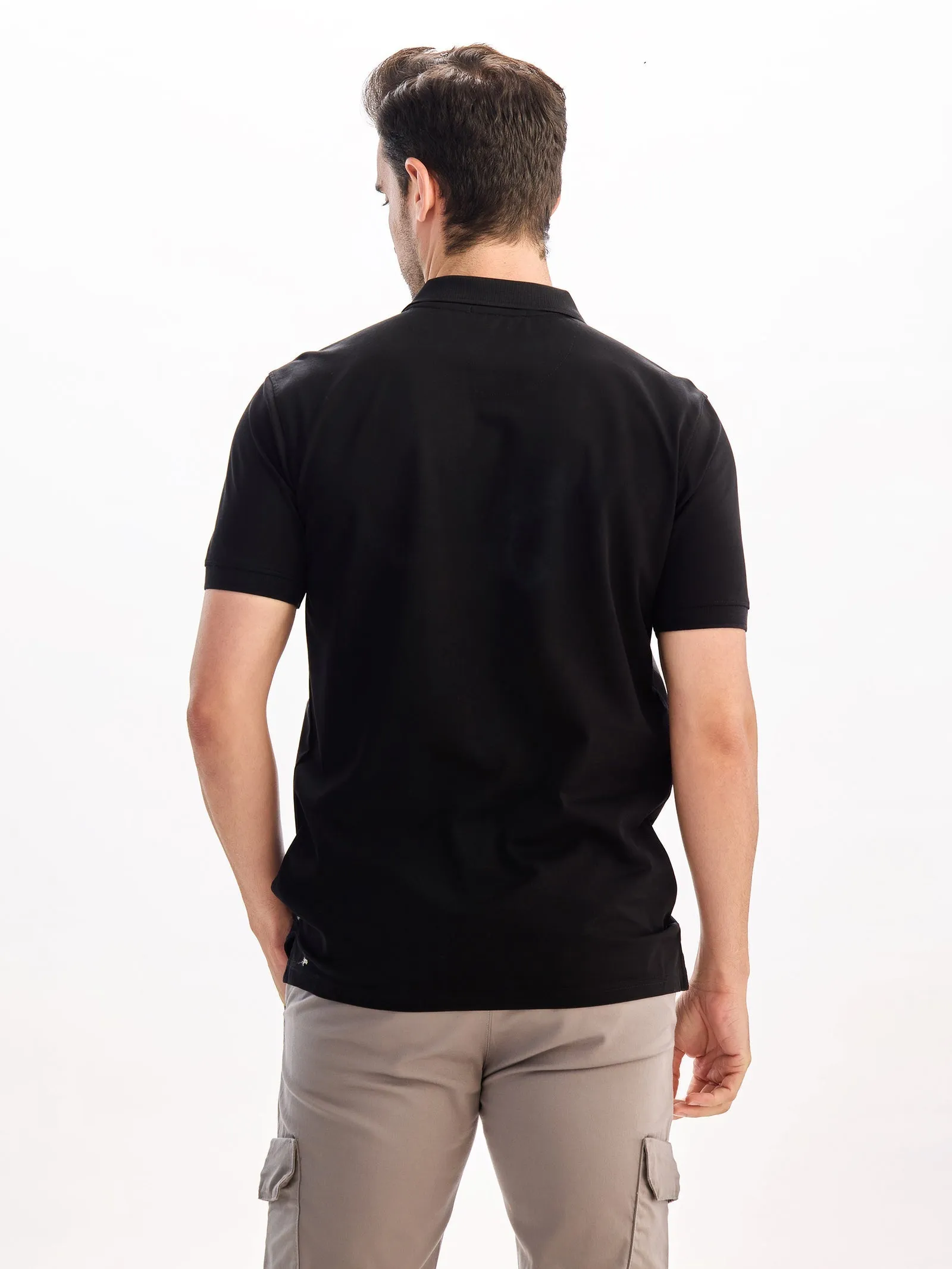 Black Printed Polo T-Shirt