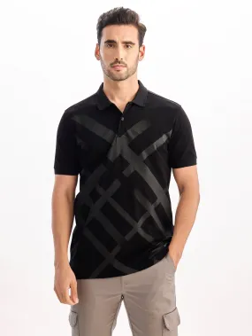 Black Printed Polo T-Shirt