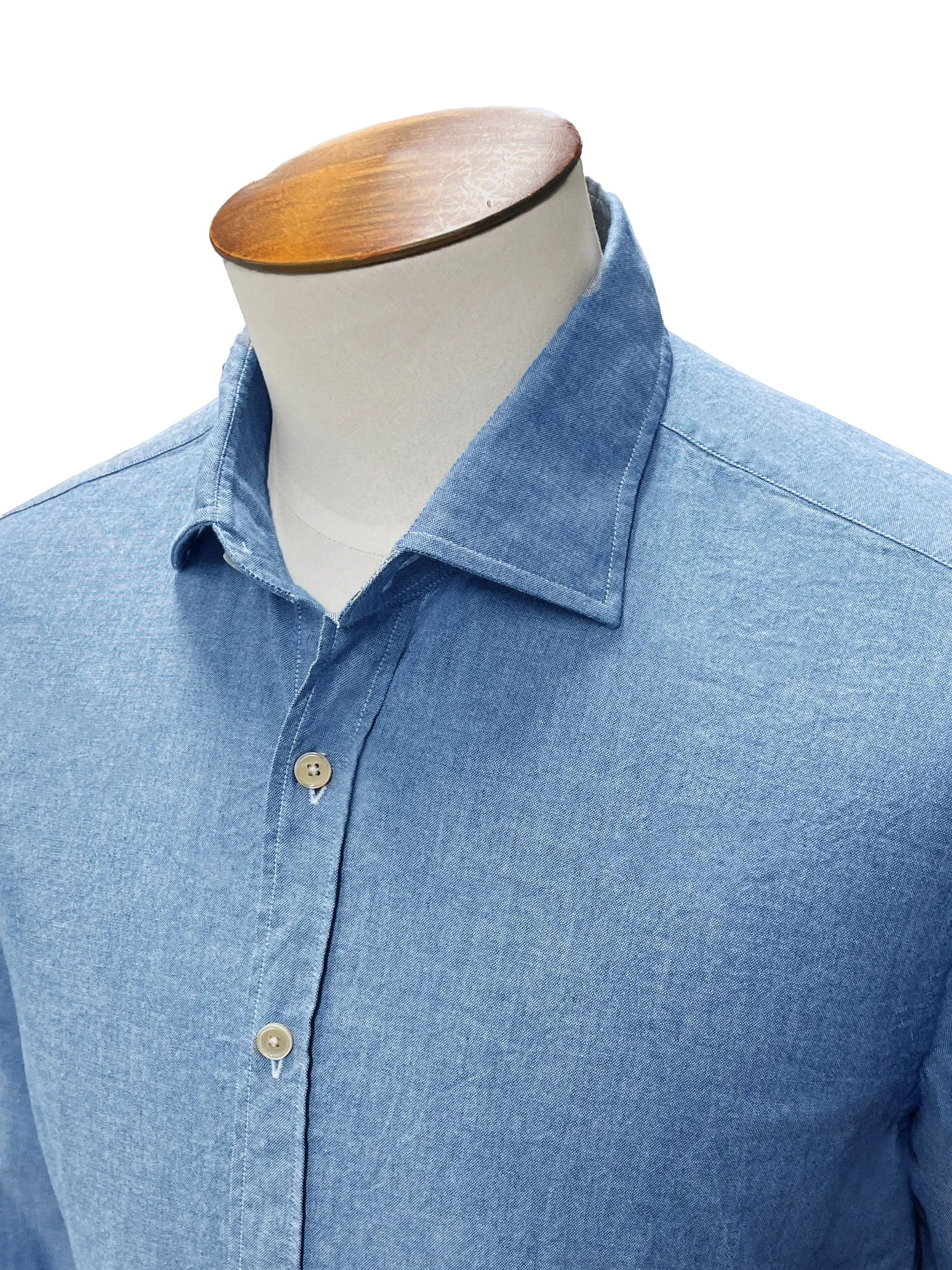 Blue Chambray Placket Front Shirt