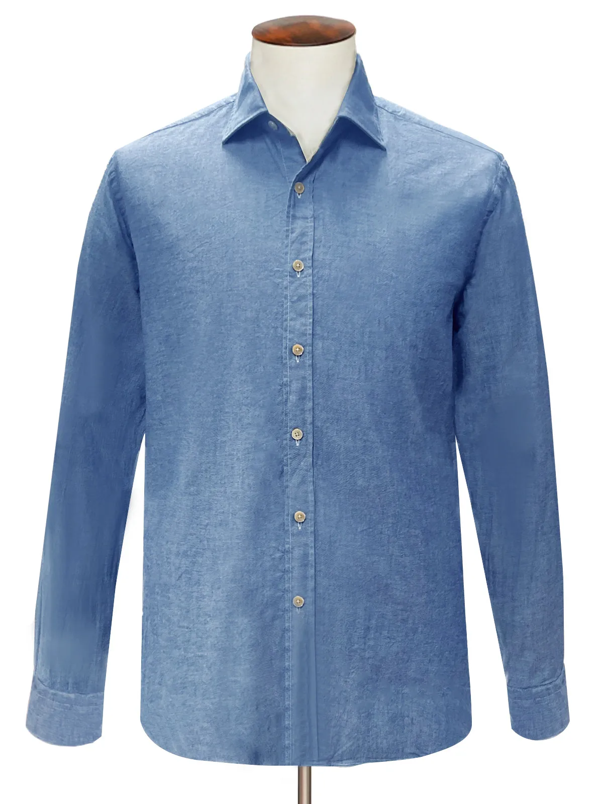 Blue Chambray Placket Front Shirt