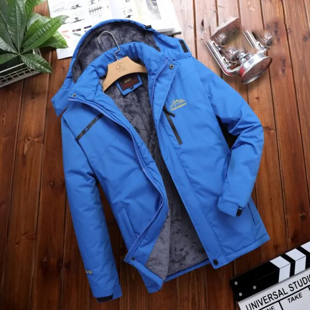 Brand Winter zippered men's jacket with cap warm waterproof jacket windproof solid color jacket outdoor men's heavy jacket L XXL