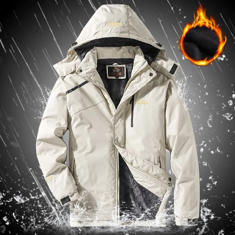 Brand Winter zippered men's jacket with cap warm waterproof jacket windproof solid color jacket outdoor men's heavy jacket L XXL