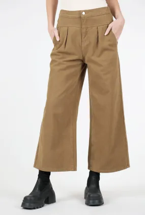 Brushed-Twill Wide-Leg Pant, Dusty Olive