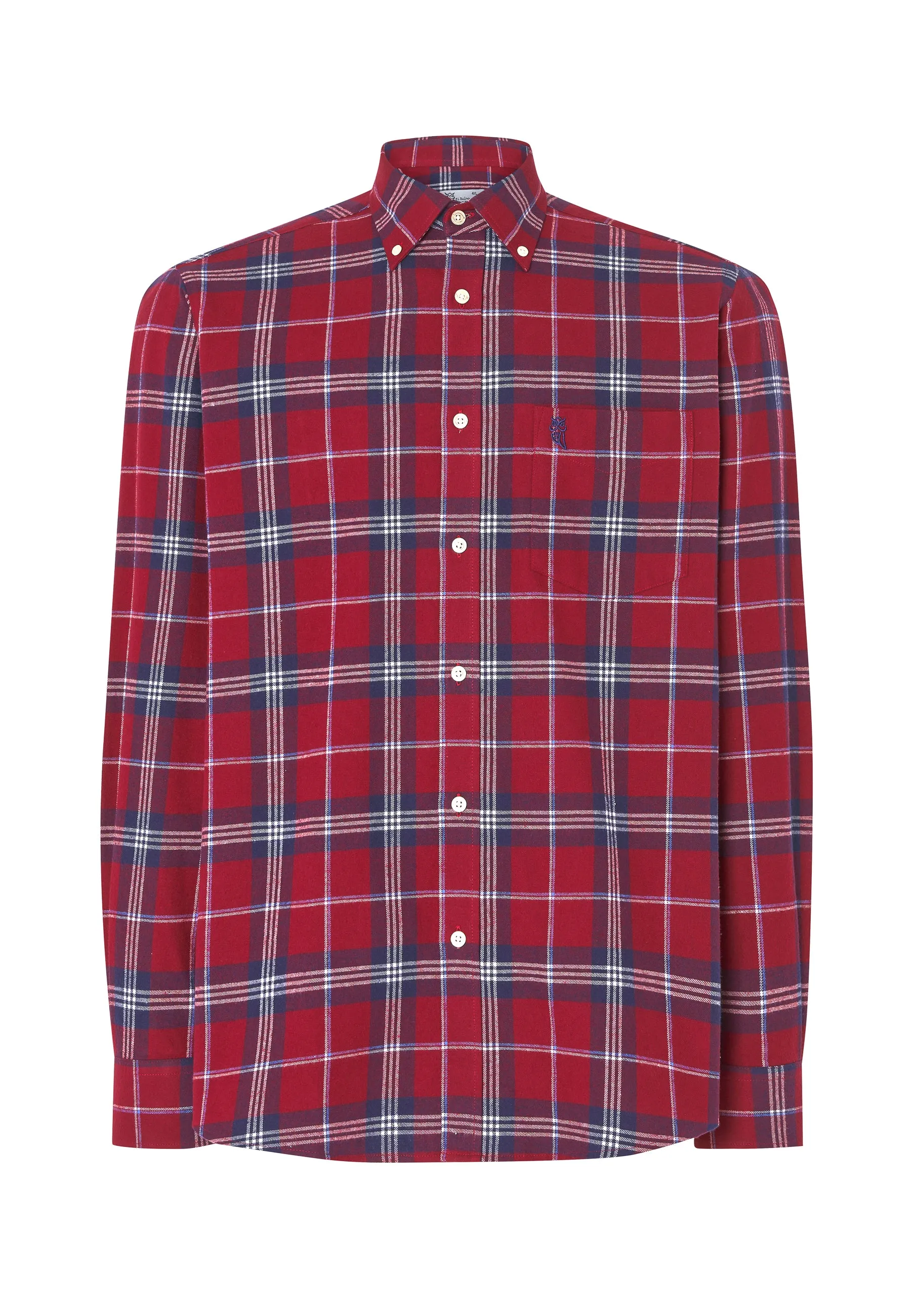 Camisa Hombre Manga Larga con Bolsillo Algodón Franela Cuadros - Rojo 0401_94