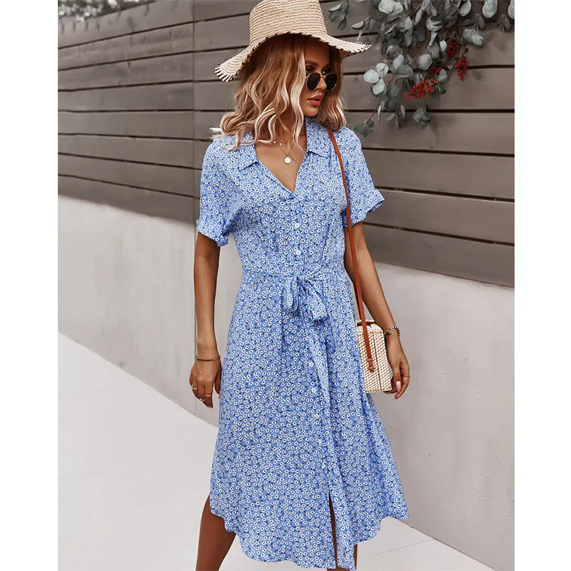 Casual Short Sleeve  Floral Dress