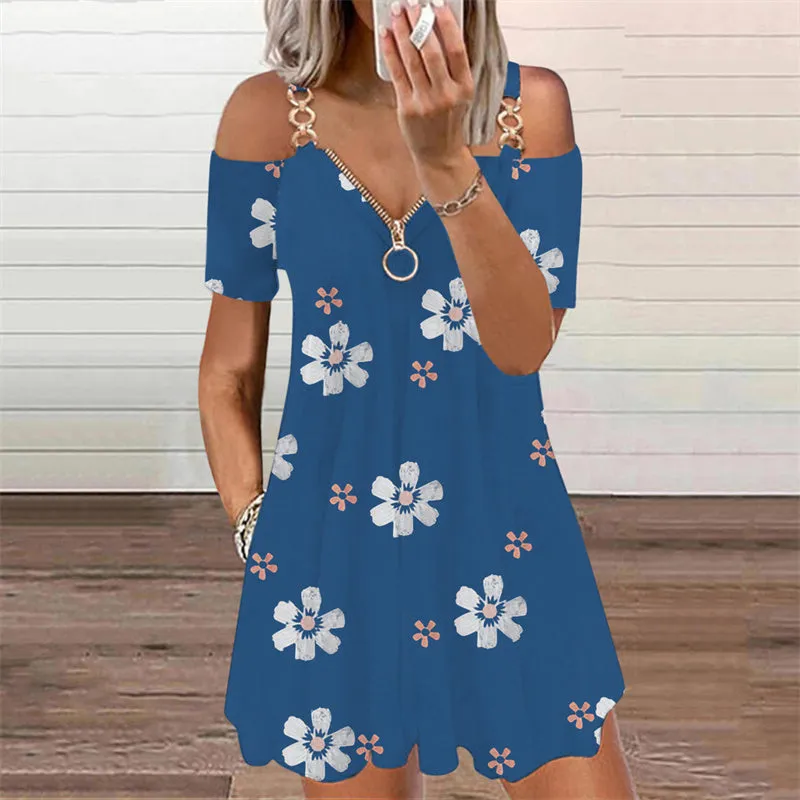 Casual Short Sleeve  Floral Dress