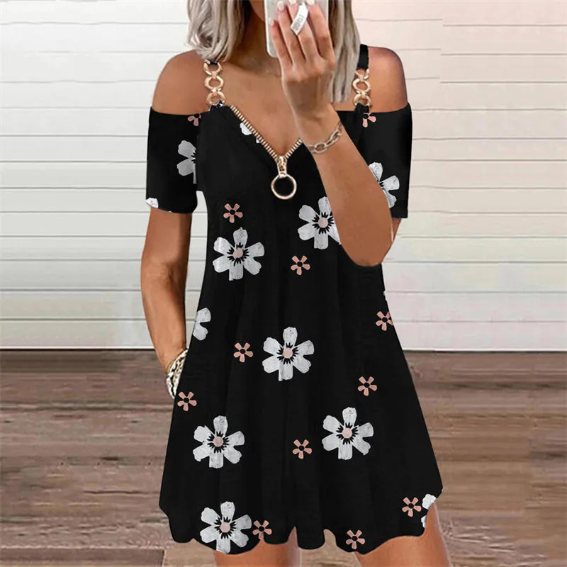 Casual Short Sleeve  Floral Dress