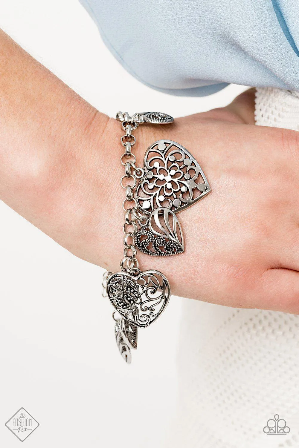 Completely Devoted Silver Heart Bracelet - Paparazzi Accessories