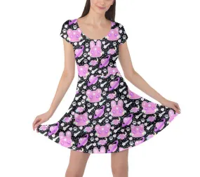 Cosmic Cuties Black cap sleeve skater dress [made to order]