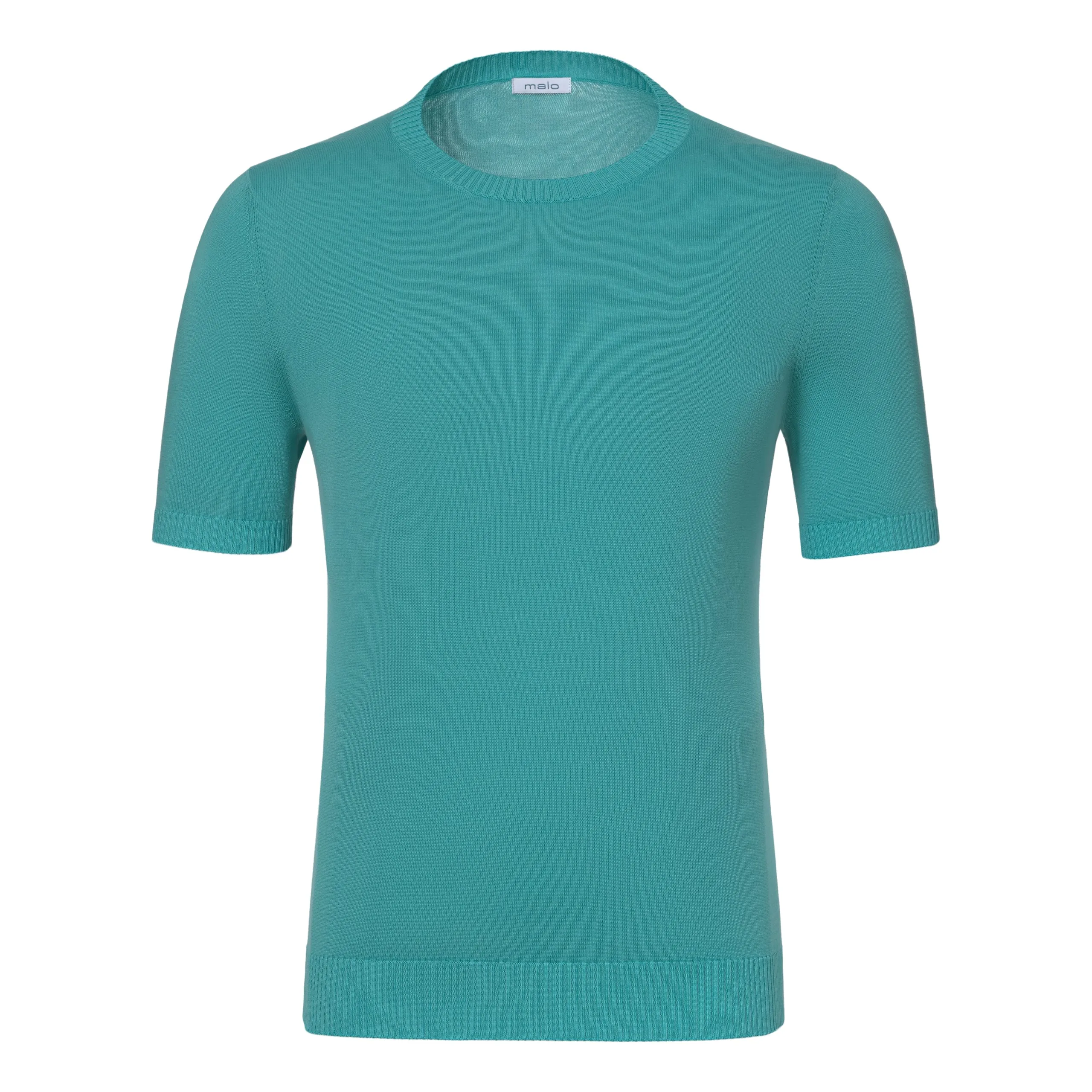 Cotton Crew-Neck T-Shirt in Turquoise