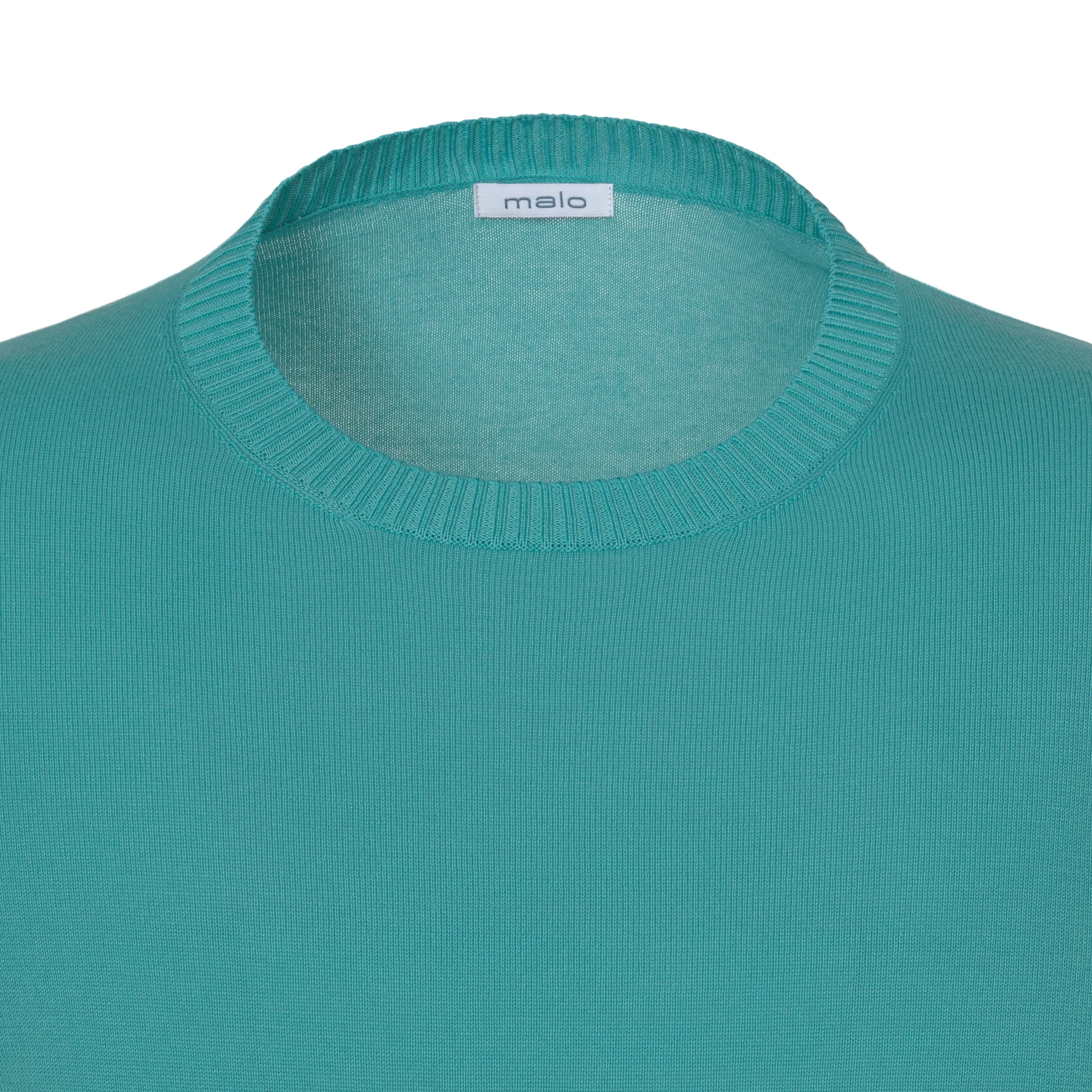 Cotton Crew-Neck T-Shirt in Turquoise