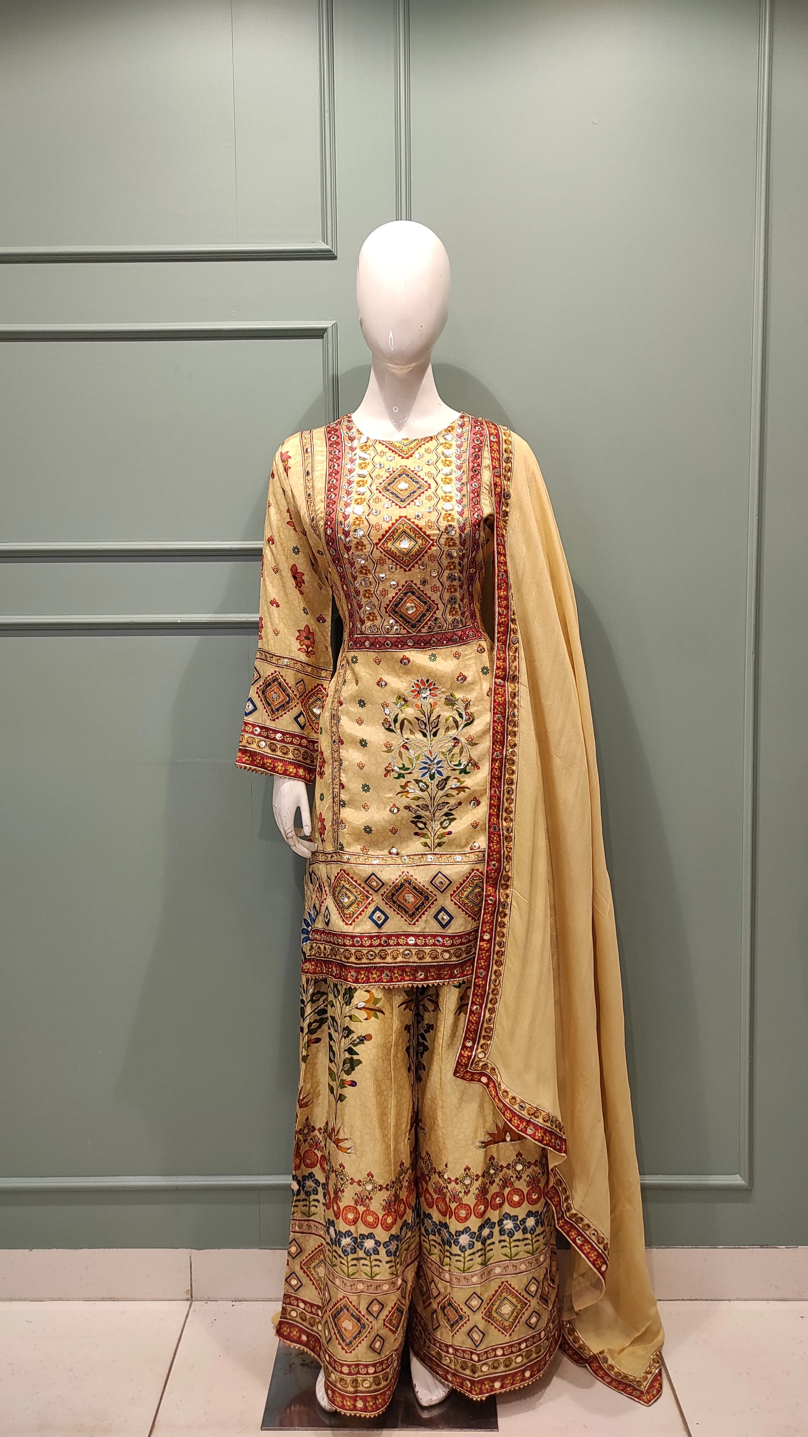 Crepe Sharara Suit with Gota Work