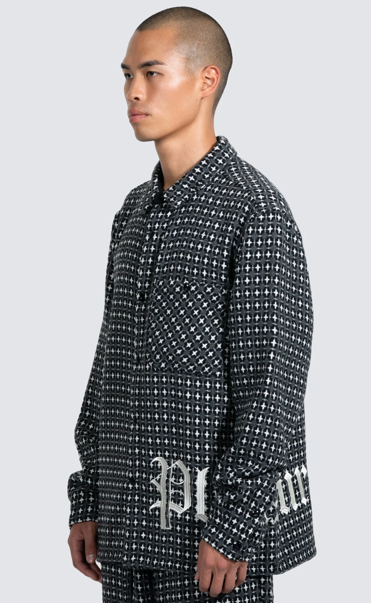 CROSS WORK GREY SHIRT