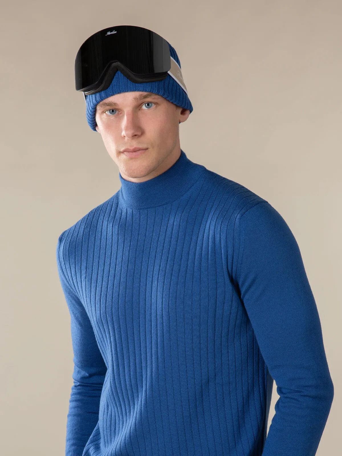 Extrafine Merino Ribbed Mockneck Ultramarine