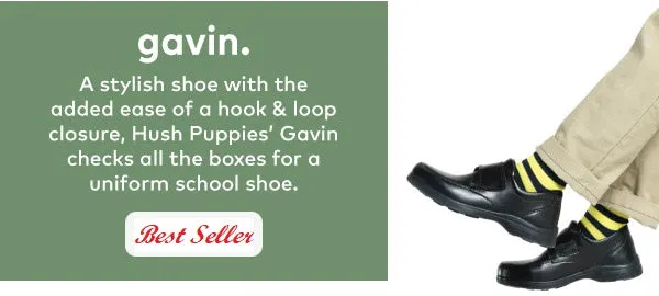 Gavin Kid's Strap Oxford - Black Leather