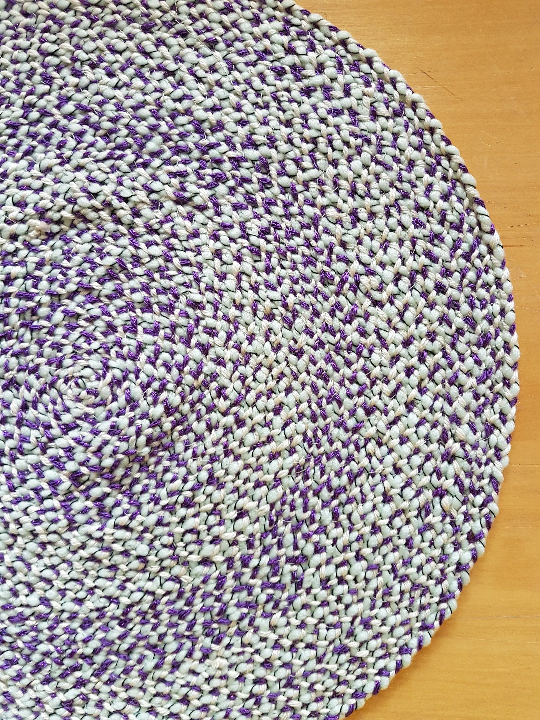 Handmade Coaster Centrepiece Green Purple Cream