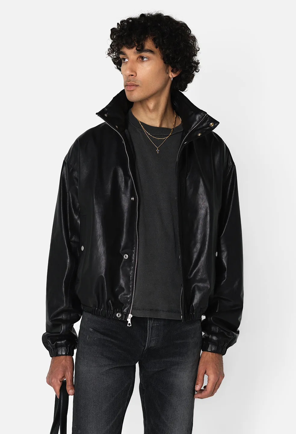 Leather Jumper Jacket / Black