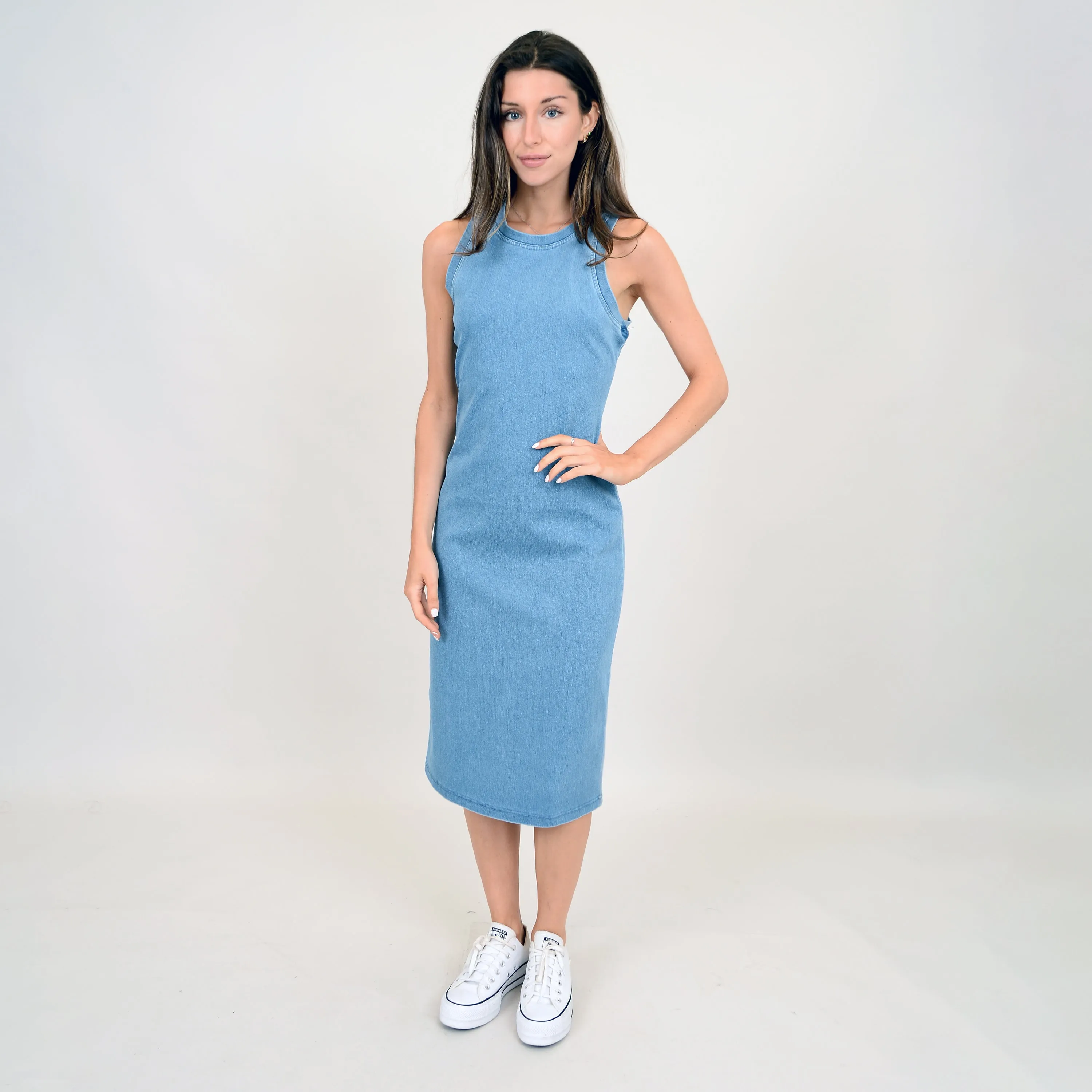 Lola's Room Denim Fitted Tank Dress