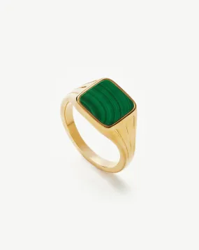 Lucy Williams Square Signet Ring | 18ct Gold Plated Vermeil/Malachite