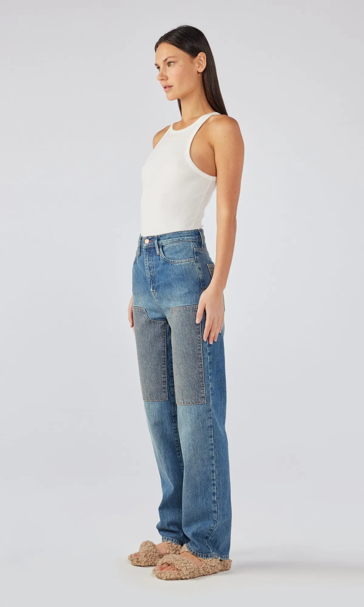 Ms. Triarchy High Rise Straight Leg Jean - Classic Indigo Embroidery