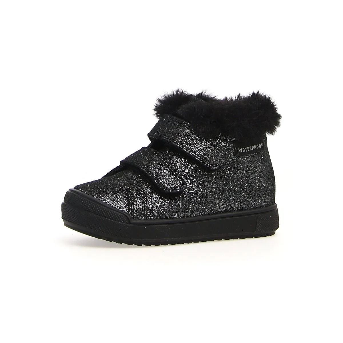 Naturino Girl's (Sizes 27-32) Dellen Black Glitter/Fur Lined Waterproof