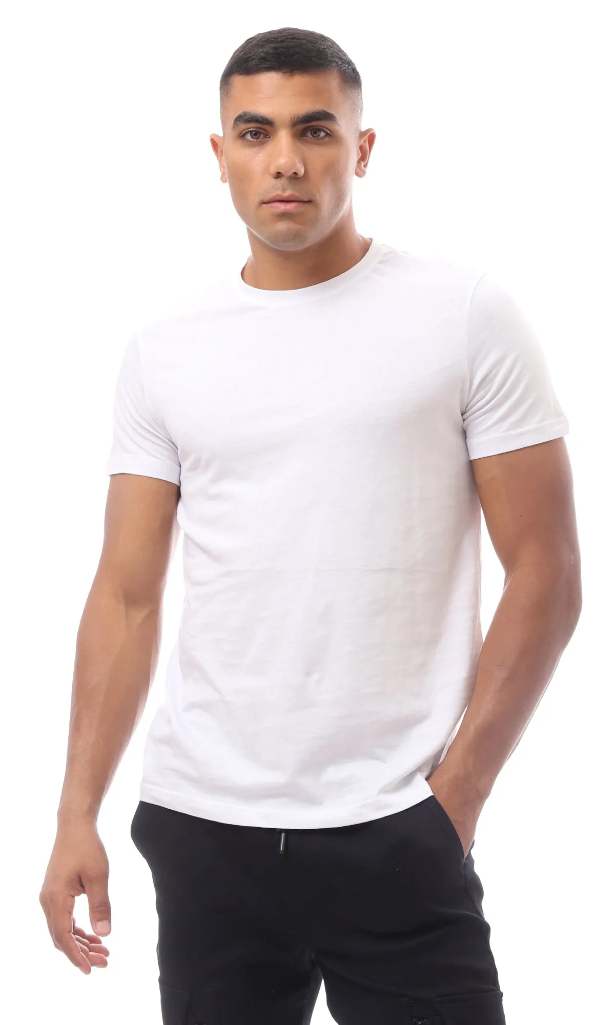 O173979 Short Sleeve White Slip On Tee