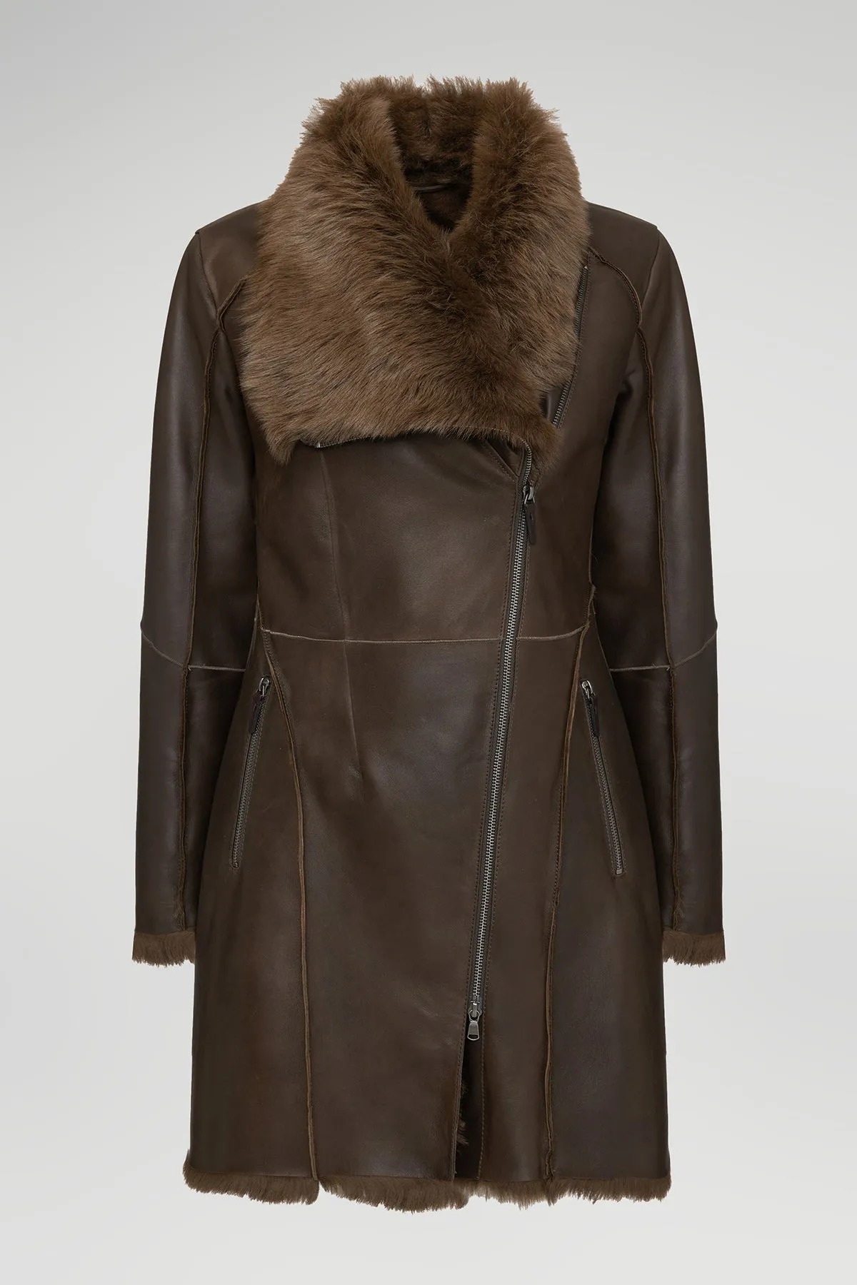 Pearl - Brown Tobacco Shearling Coat