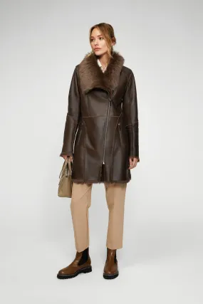 Pearl - Brown Tobacco Shearling Coat