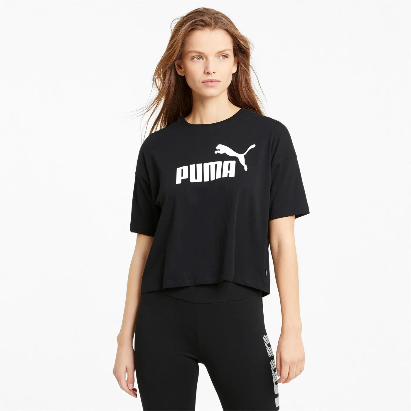 Puma women's short sleeve t-shirt ESS Cropped Logo 586866 01 black