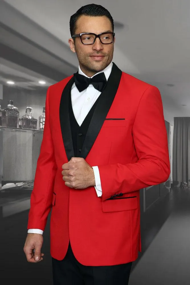 "Encore" Red 1-Button Shawl Tuxedo (4-Piece Set)