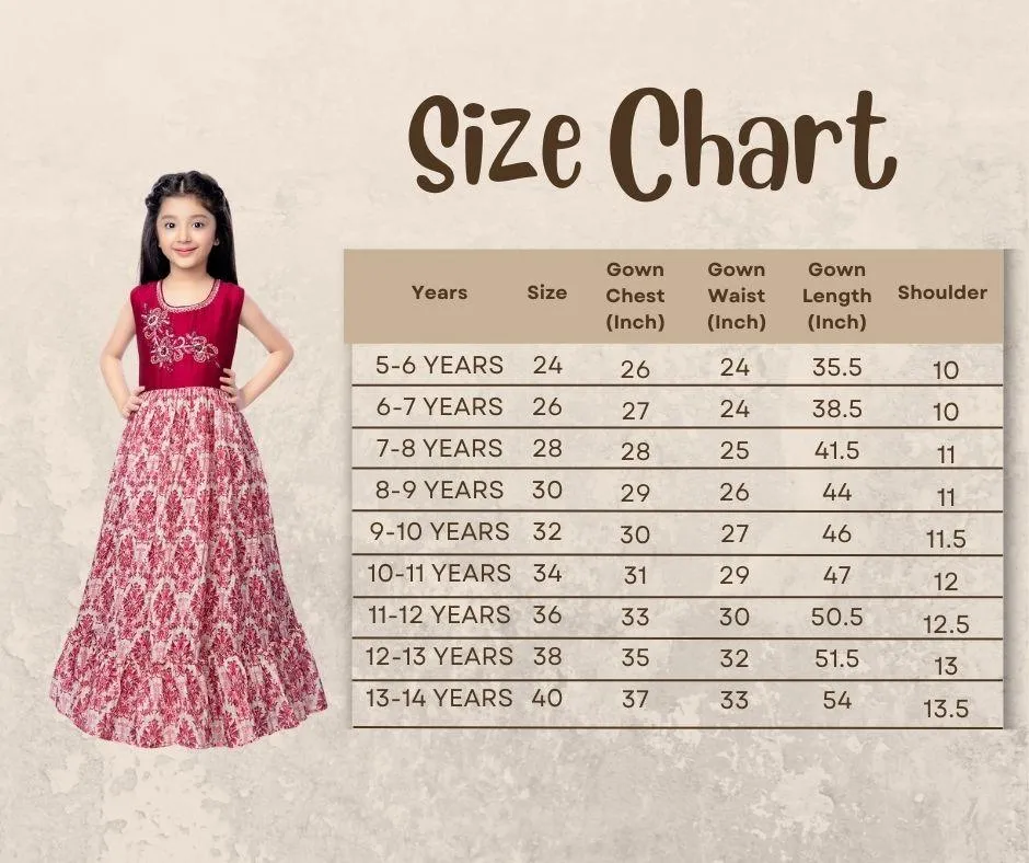 Rani Coloured Ethnic Maxi Dress Gown For Girls