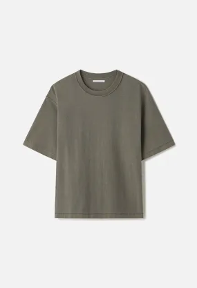 Reversed Cropped Tee / Washed Army