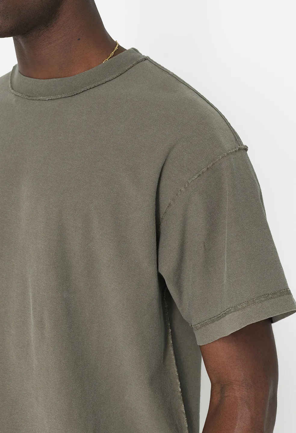 Reversed Cropped Tee / Washed Army