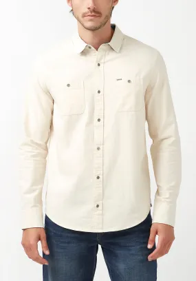 Sagrani Men's Long-Sleeve Shirt in Milk White - BM24124