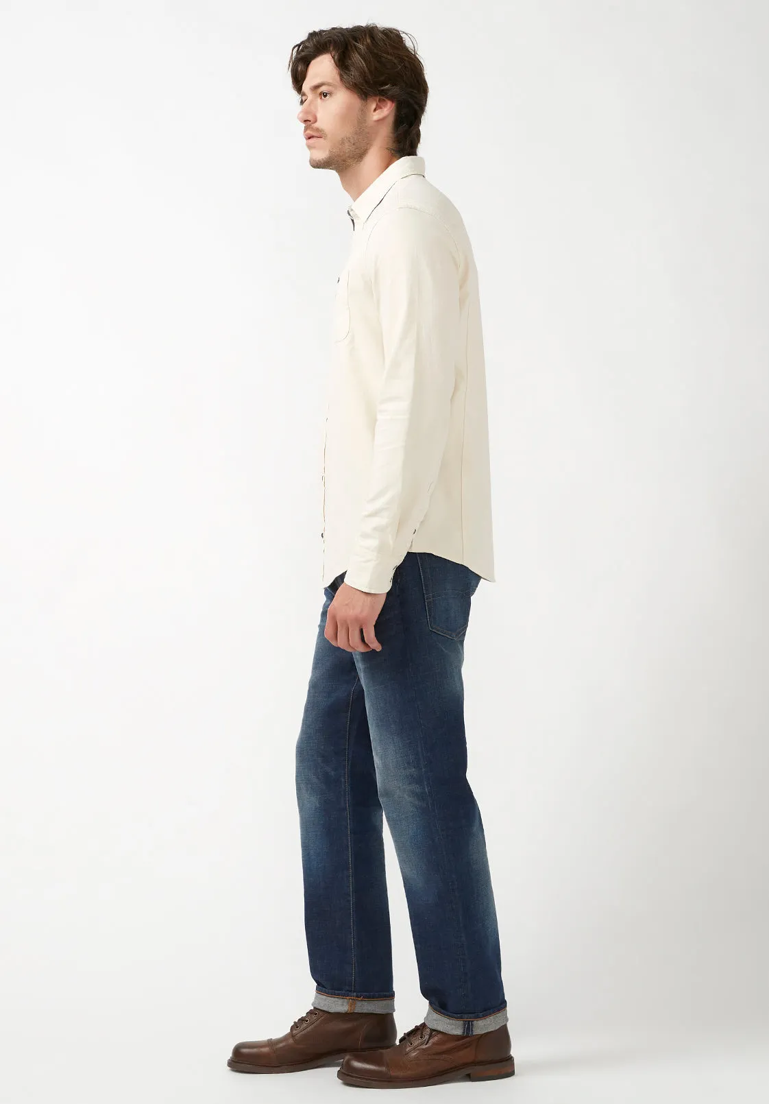 Sagrani Men's Long-Sleeve Shirt in Milk White - BM24124