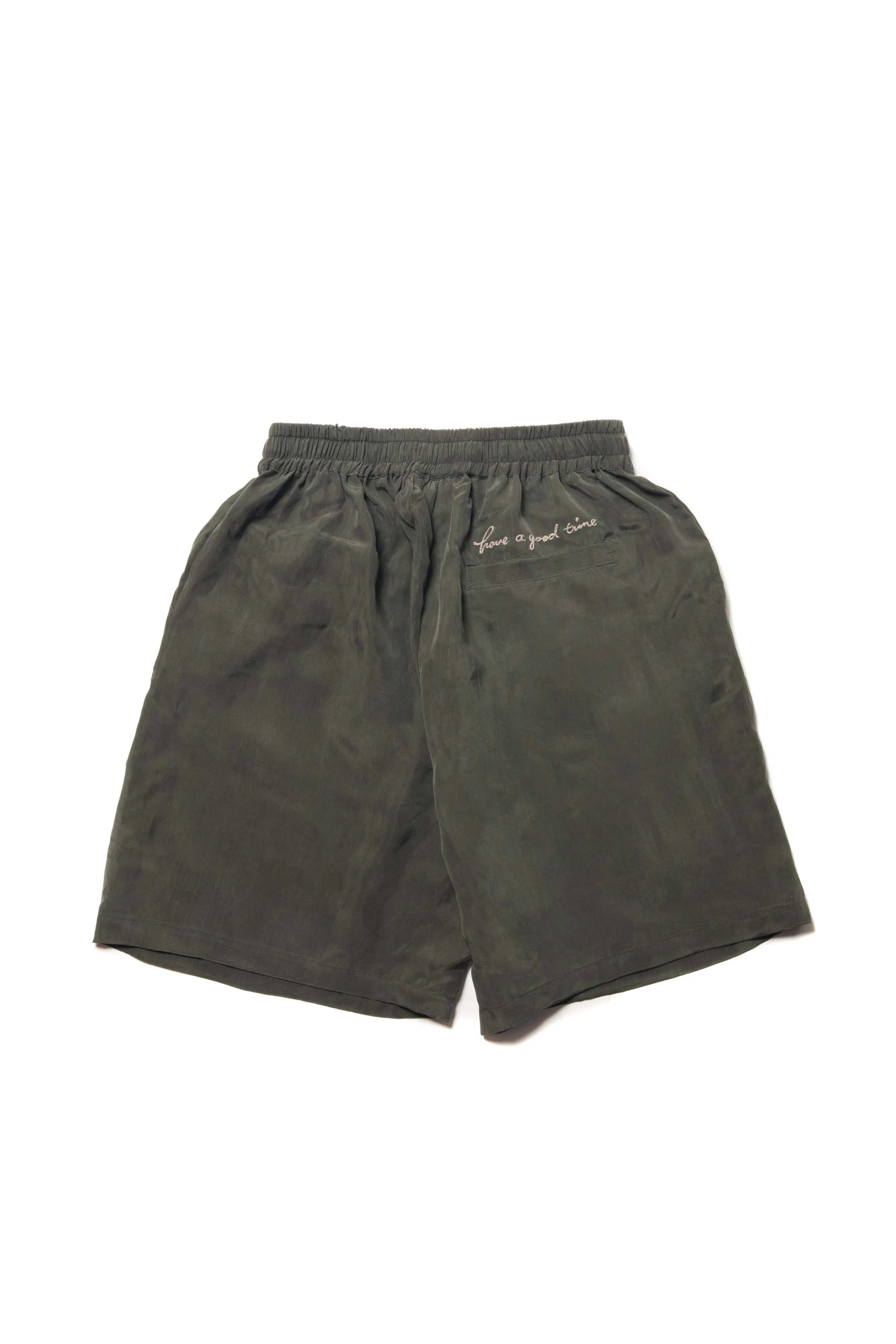 SCRIPT LOGO EMBROIDERED SHORTS DARK GREEN