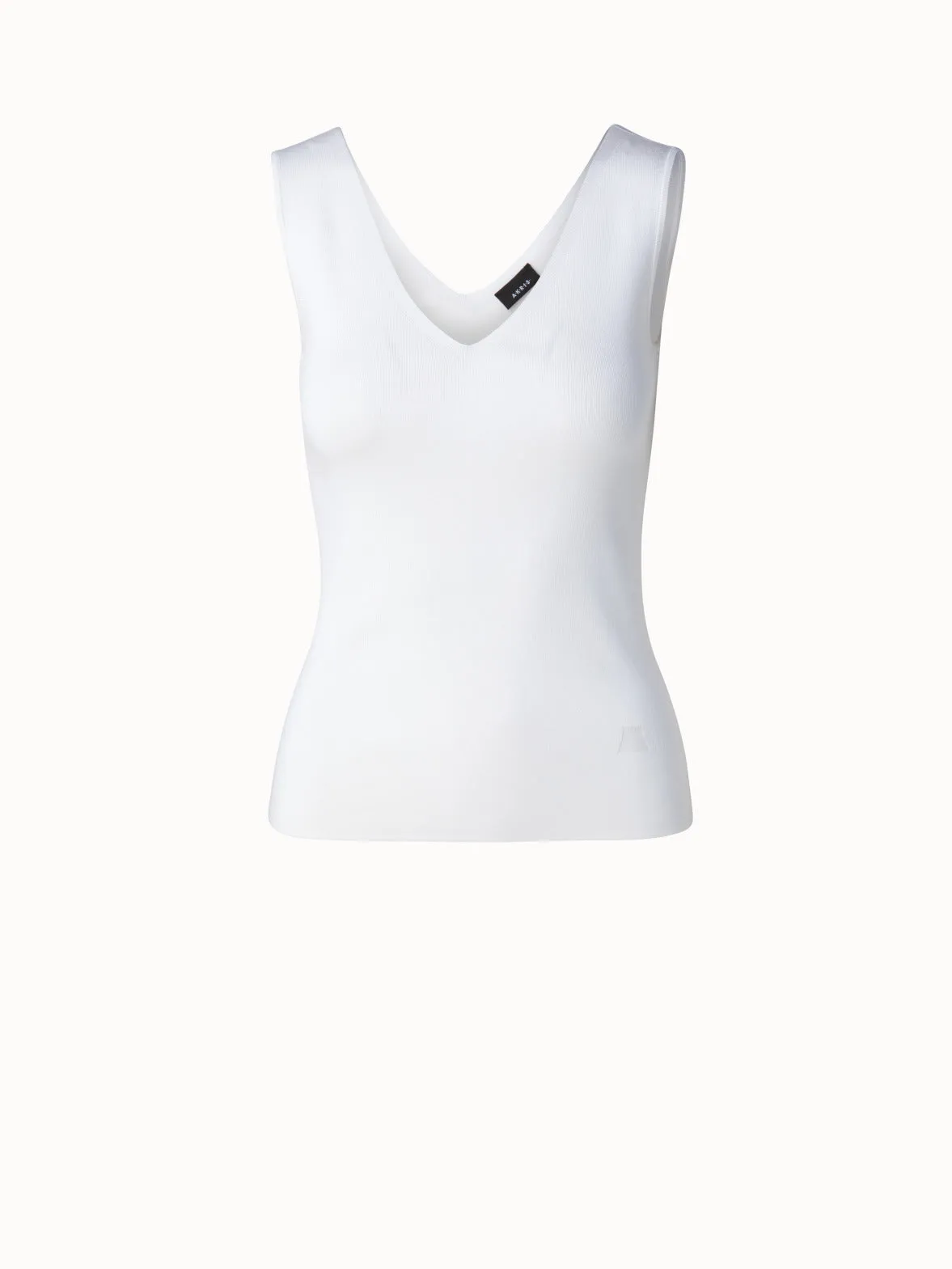 Seiden Stretch Tank Top mit V-Ausschnitt