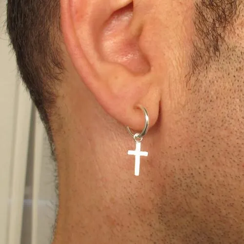 Sterling Silver Hoop Earring with Cross