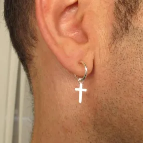 Sterling Silver Hoop Earring with Cross