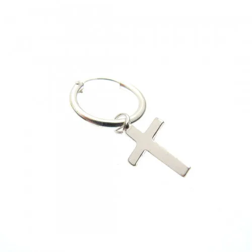 Sterling Silver Hoop Earring with Cross