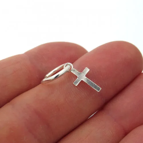 Sterling Silver Hoop Earring with Cross