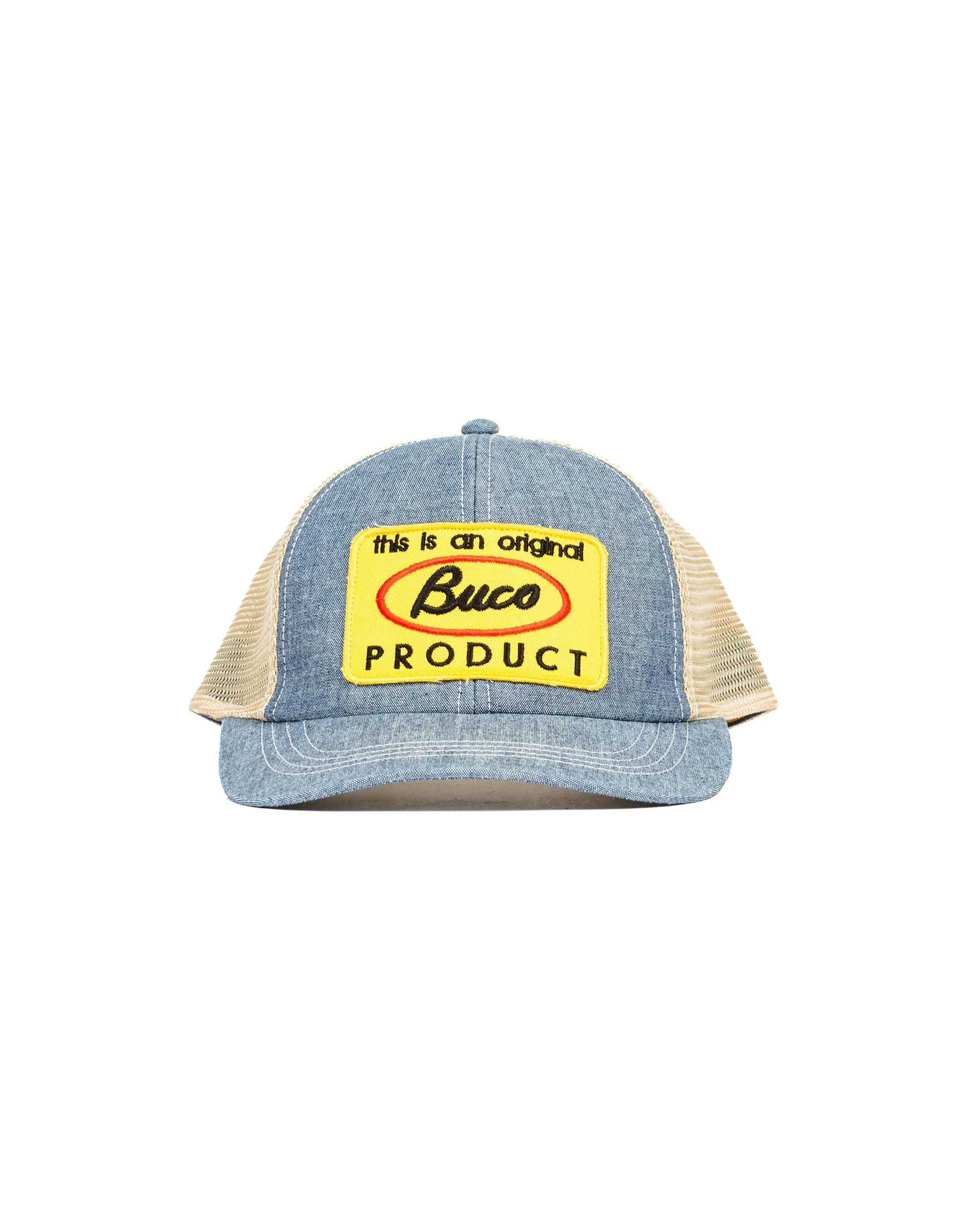 The Real McCoy's BA23005 Buco Chambray Mesh Trucker Cap Light Blue