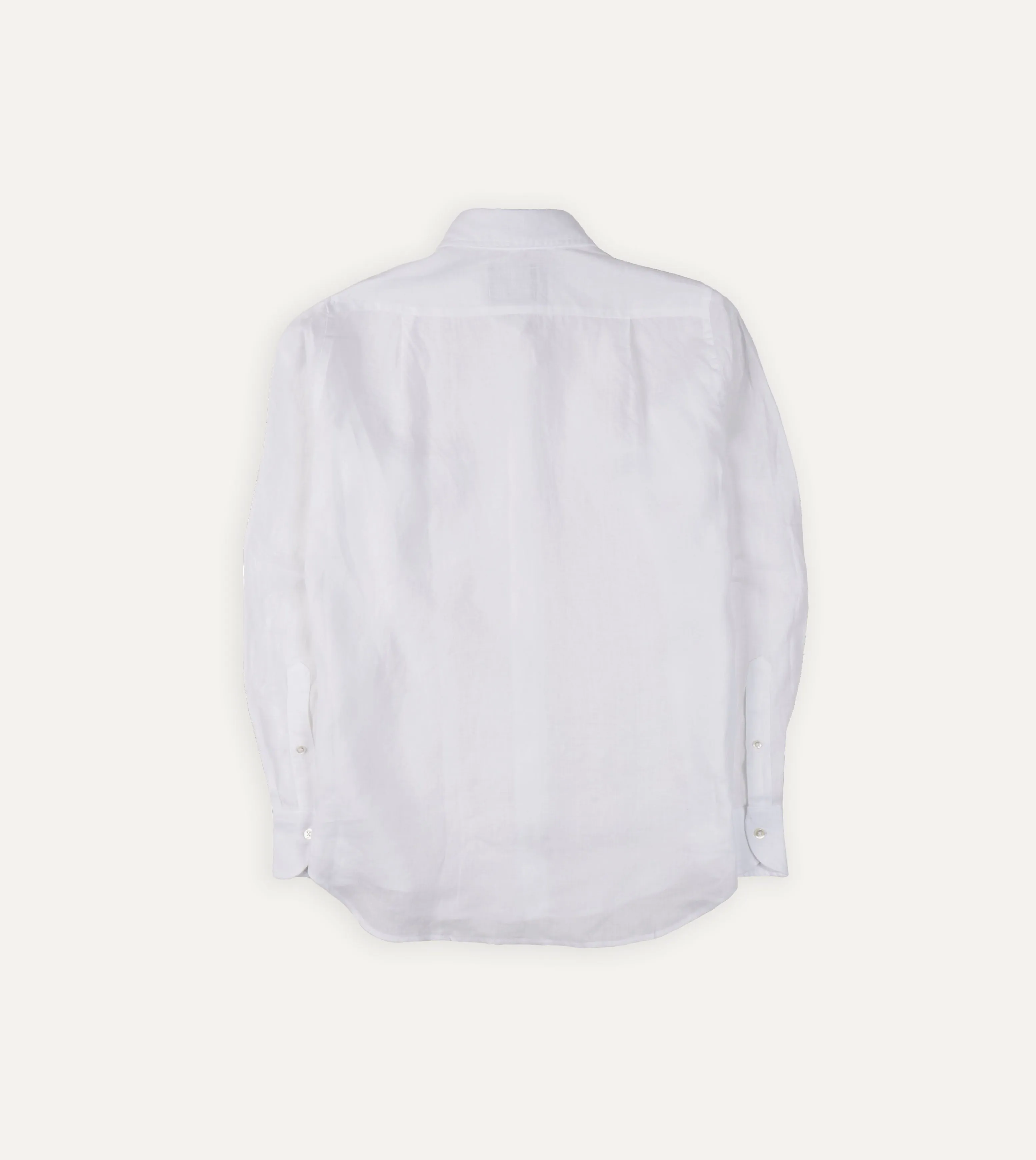 White Linen Spread Collar Shirt