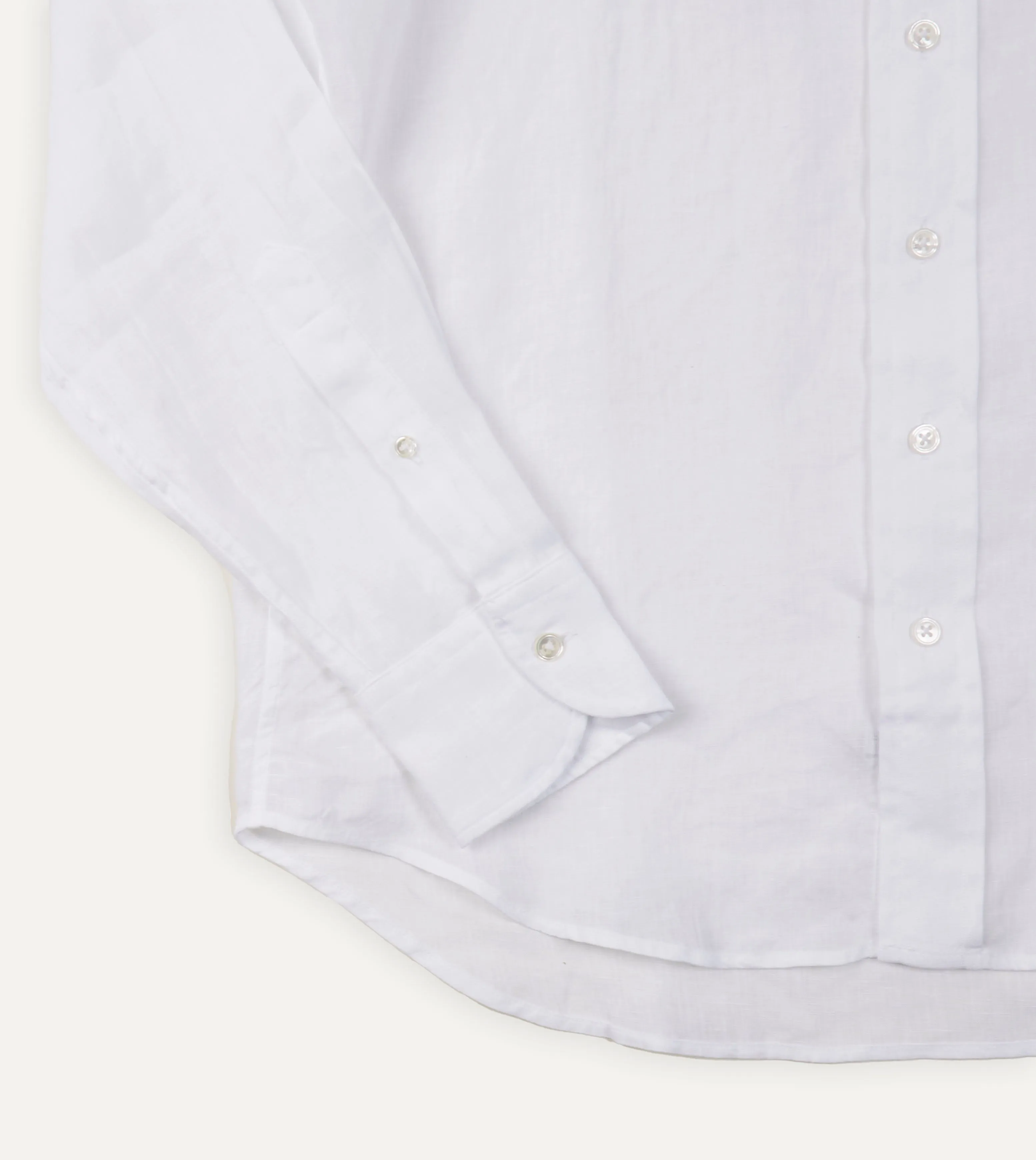 White Linen Spread Collar Shirt