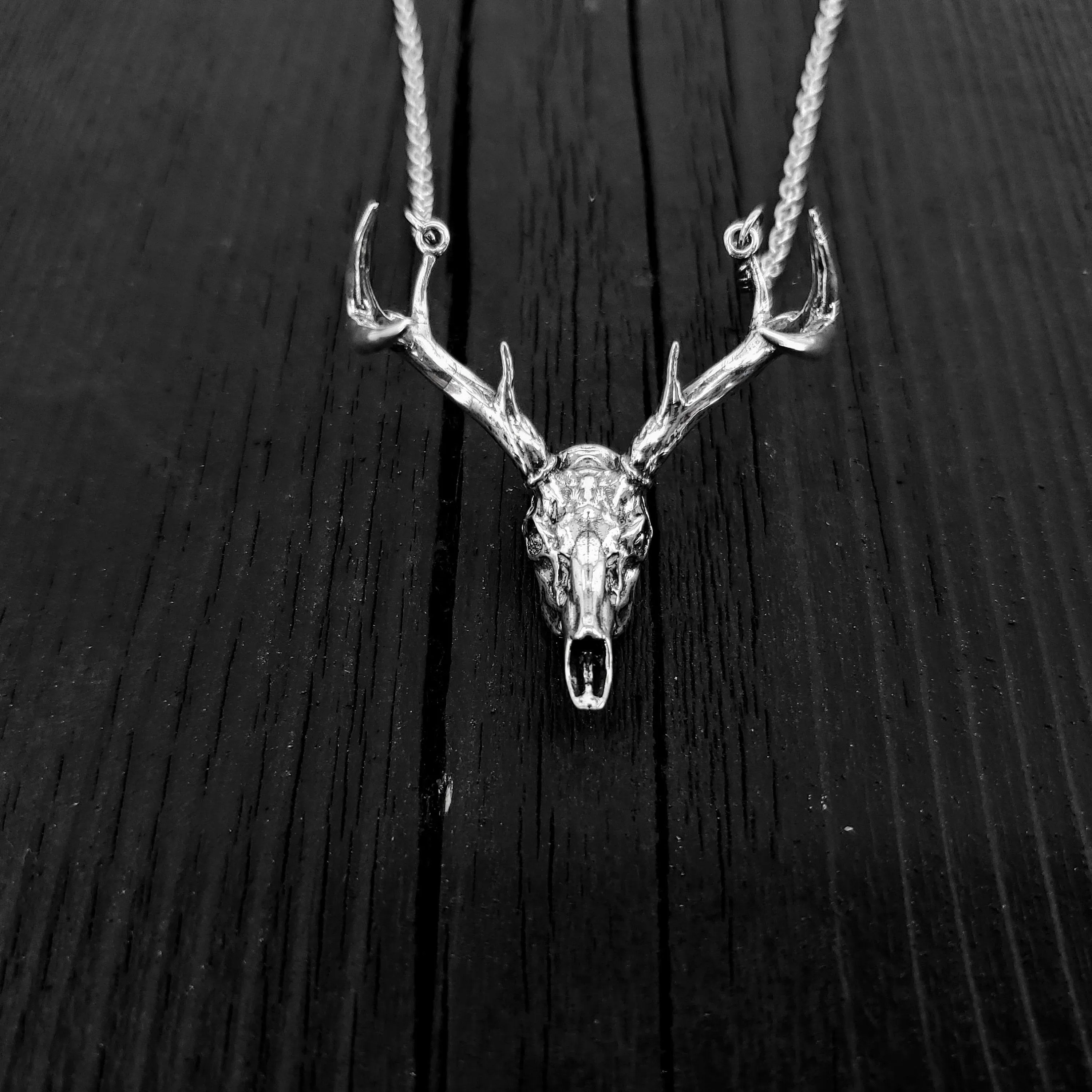 Whitetail Deer Skull Antler Rack Necklace