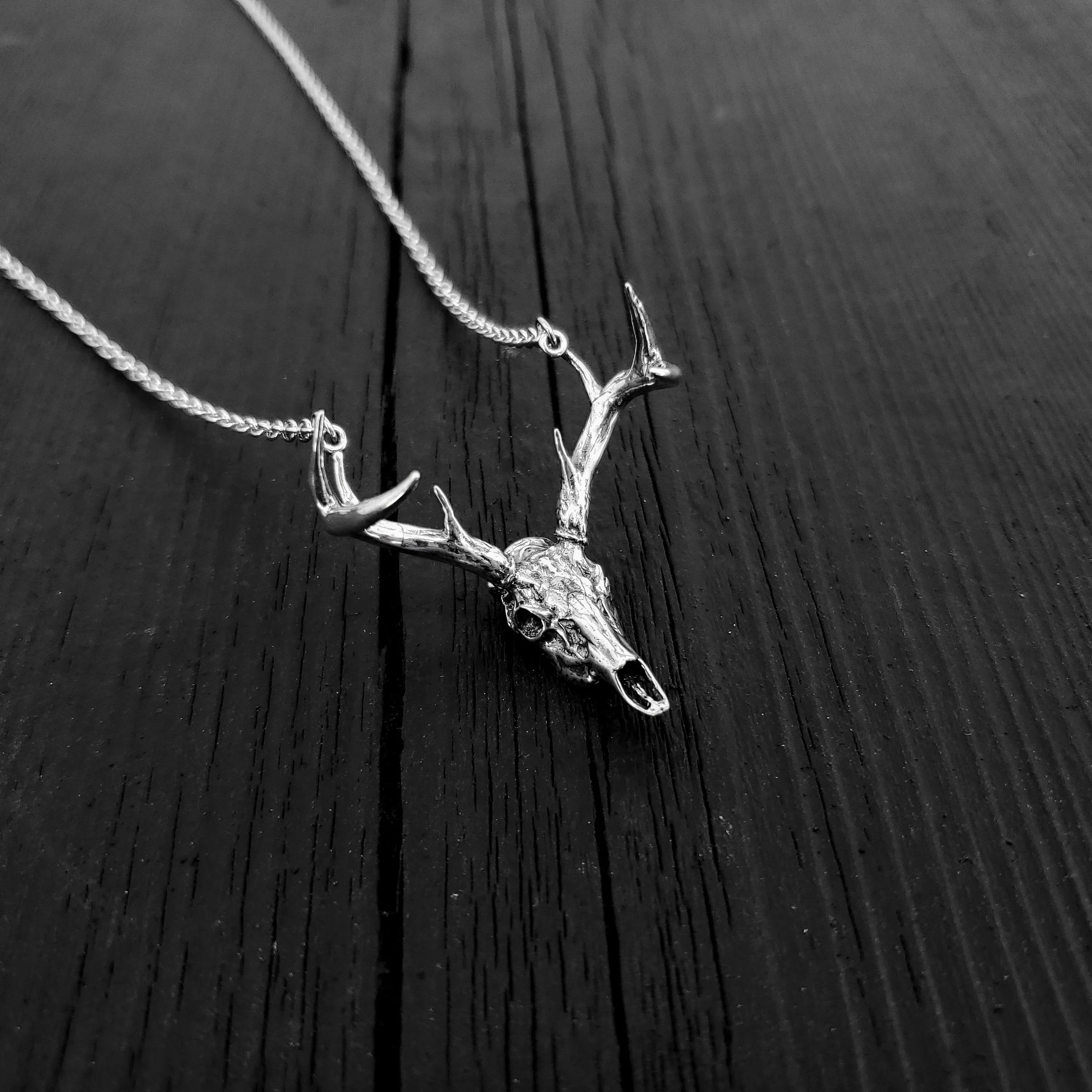 Whitetail Deer Skull Antler Rack Necklace