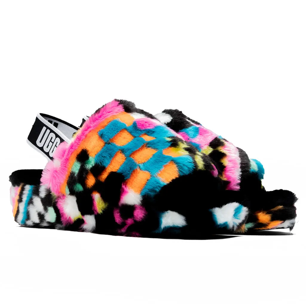 Women's Fluff Yeah Checks Slide - Black/Multi